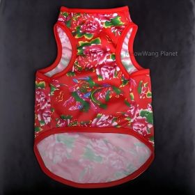 Dog Cat Clothes Pet Apparel Premium Lightweight Summer Pet Vest Breathable Chinese Inspired Design With Bold Floral Pattern For Small Medium Dogs (Option: L)