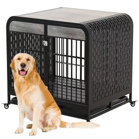 Heavy Duty Dog Crate Furniture Wooden Table 42inch Grey (Color: Grey)